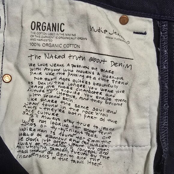 Nudie Jeans Co 100% Organic Cotton Lean Dean Jeans - Dry Black Indigo - Sz 33x34 - Picture 5 of 8